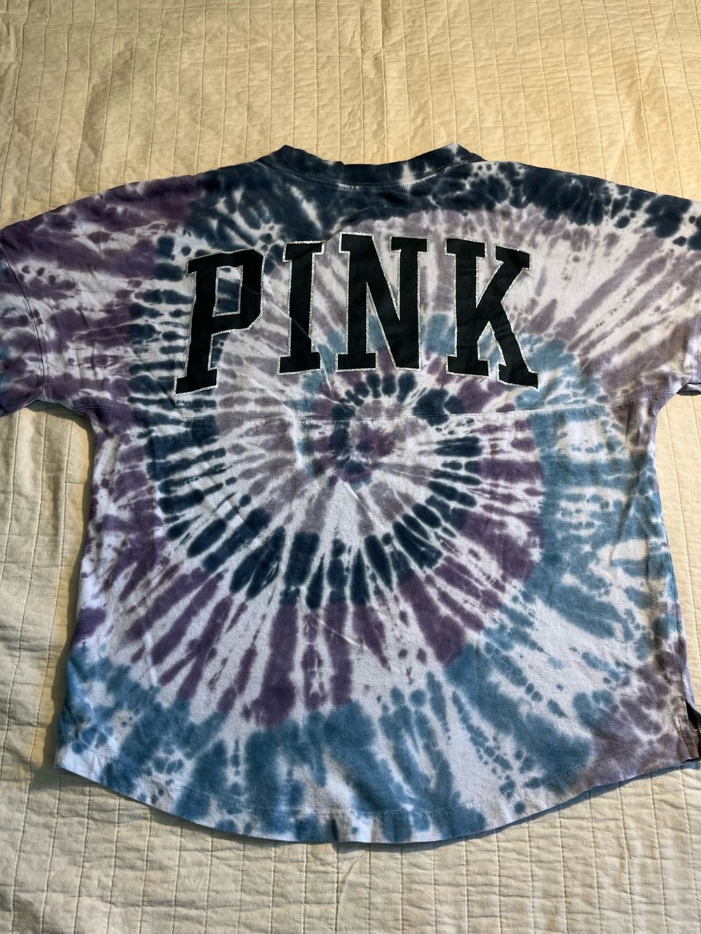 PINK Victoria's Secret Spiral Tie-Dye Tee in Blue, Purple, White